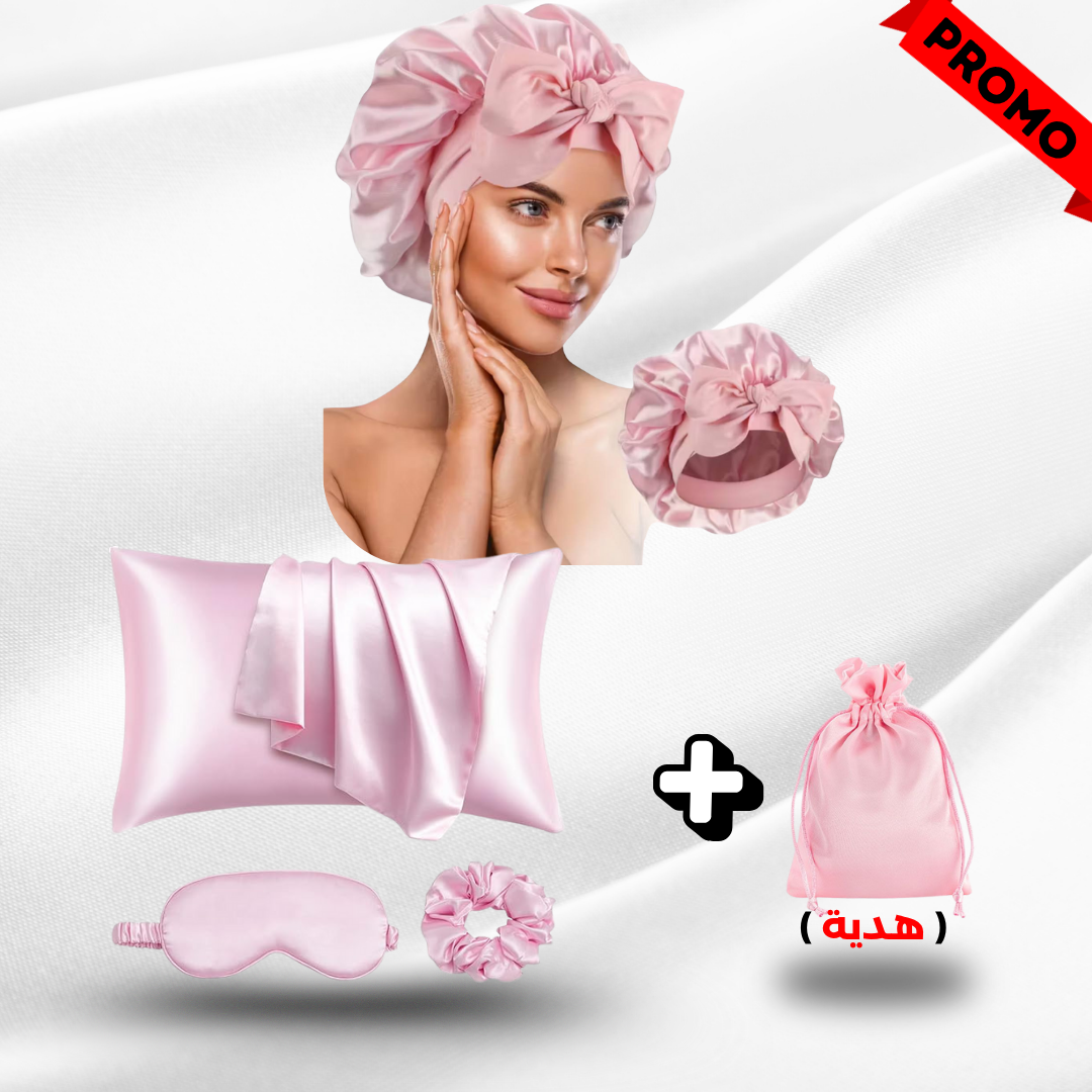 طقم ساتان فاخر للعناية بالشعر والبشرة