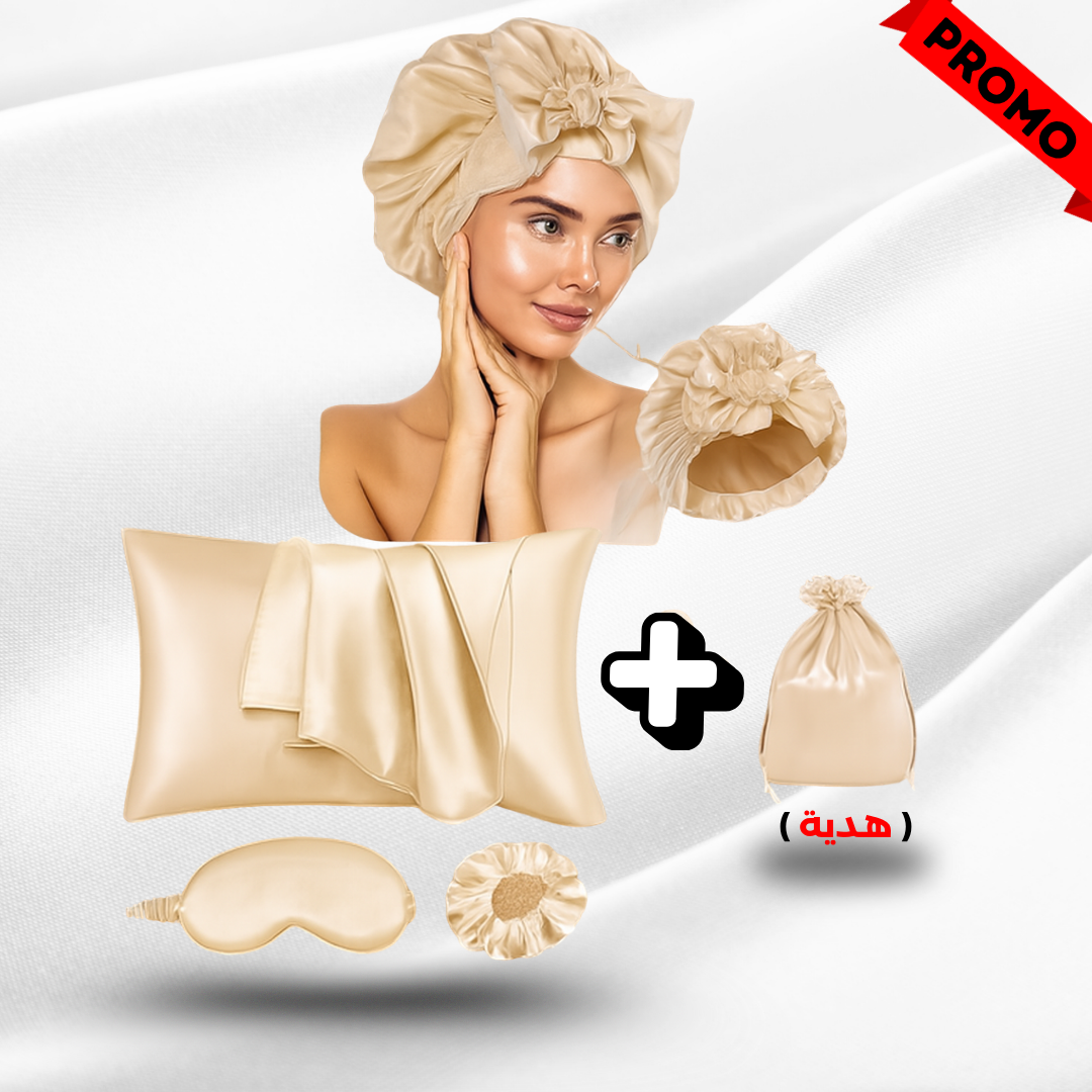 طقم ساتان فاخر للعناية بالشعر والبشرة