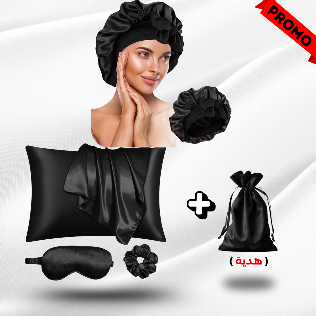 طقم ساتان فاخر للعناية بالشعر والبشرة