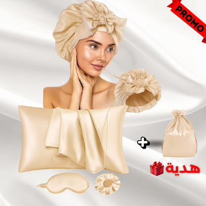 طقم الساتان الفاخر للعناية بالشعر والبشرة